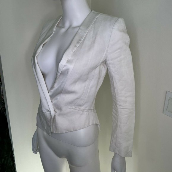 Haider Ackermann White Linen Crop Tuxedo Blazer Jacket - Picture 4 of 11